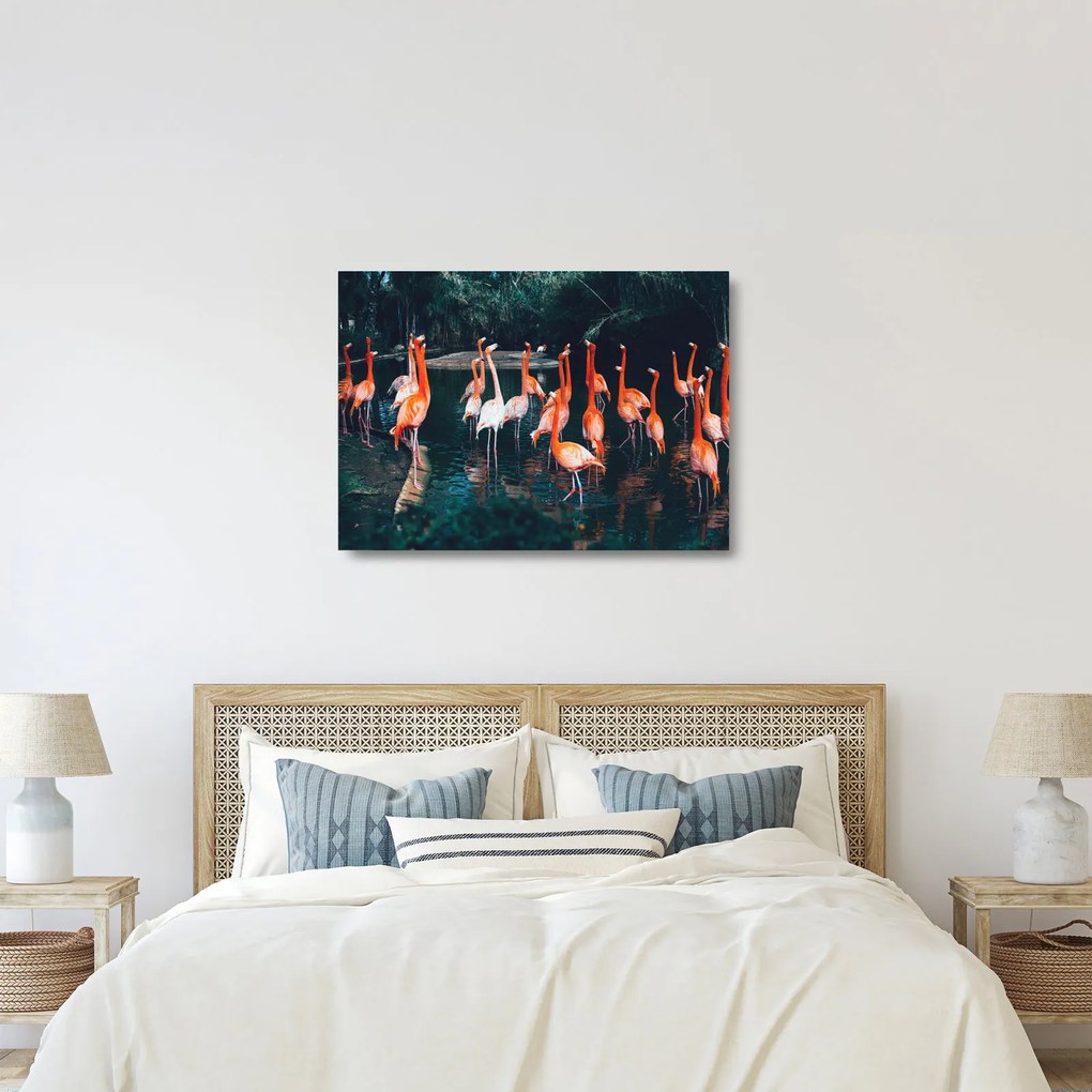 Flamingók csordája (üvegen) (70x50 cm)