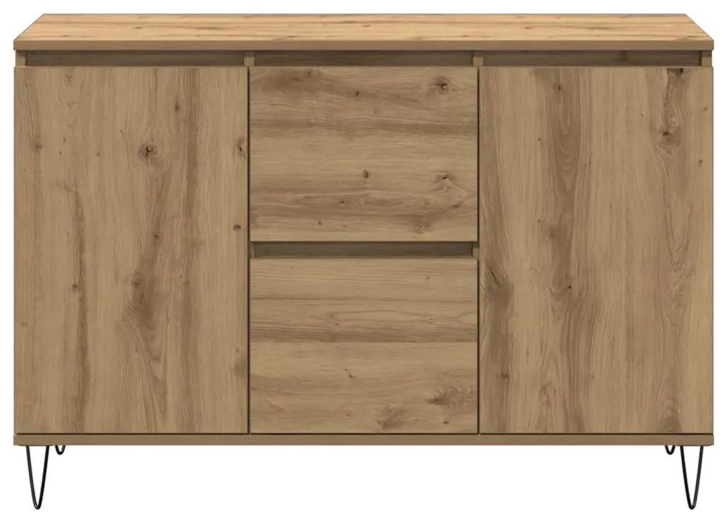 kézműves tölgy színű szerelt fa tálalószekrény 101,5 x 35 x 70 cm