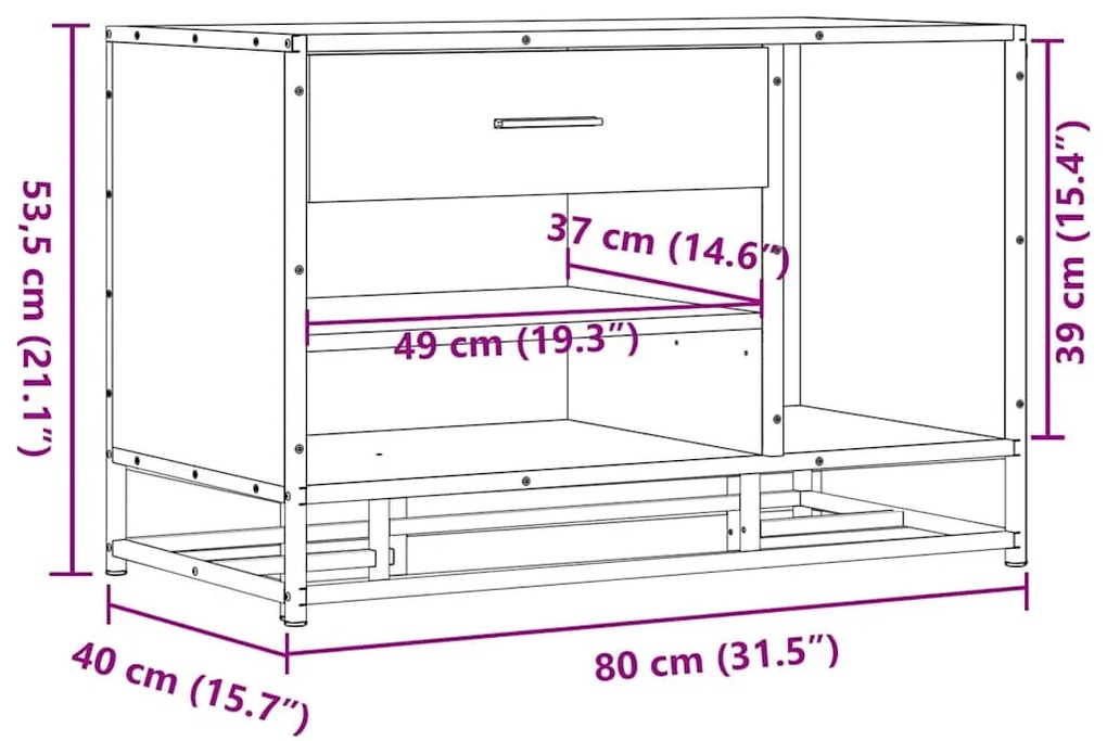 cipőpad barna tölgy 80x40x53,5 cm Gépi fa és fém