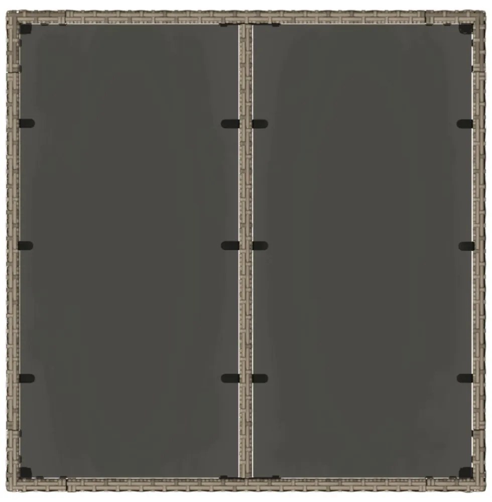szürke polyrattan üveglapos kerti asztal 90 x 90 x 75 cm