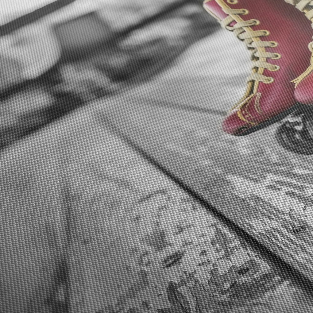 Egy piros régi görgős cipő képe (120x50 cm)