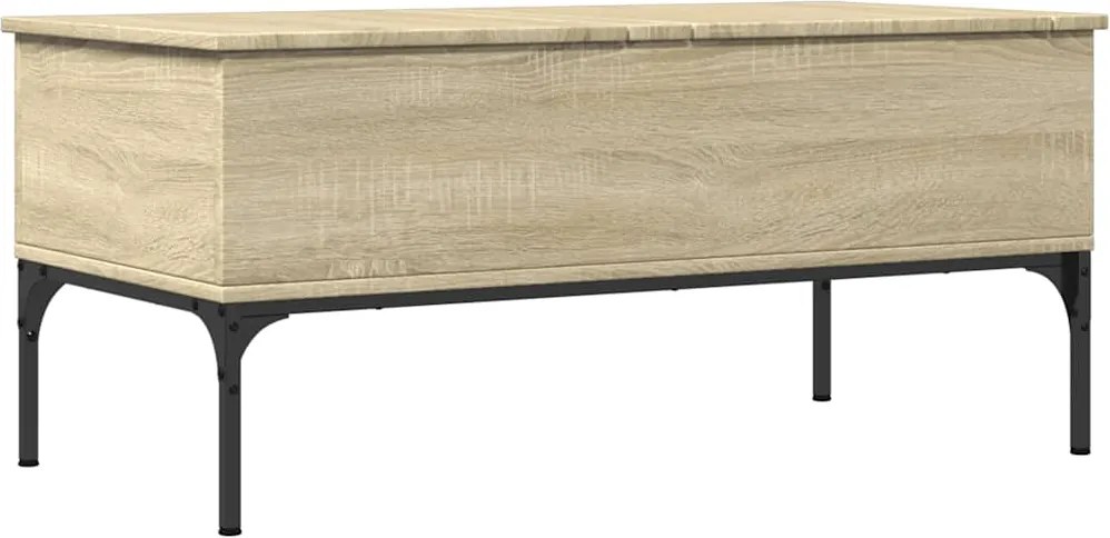 vidaXL sonoma tölgy szerelt fa és fém dohányzóasztal 100x50x45 cm