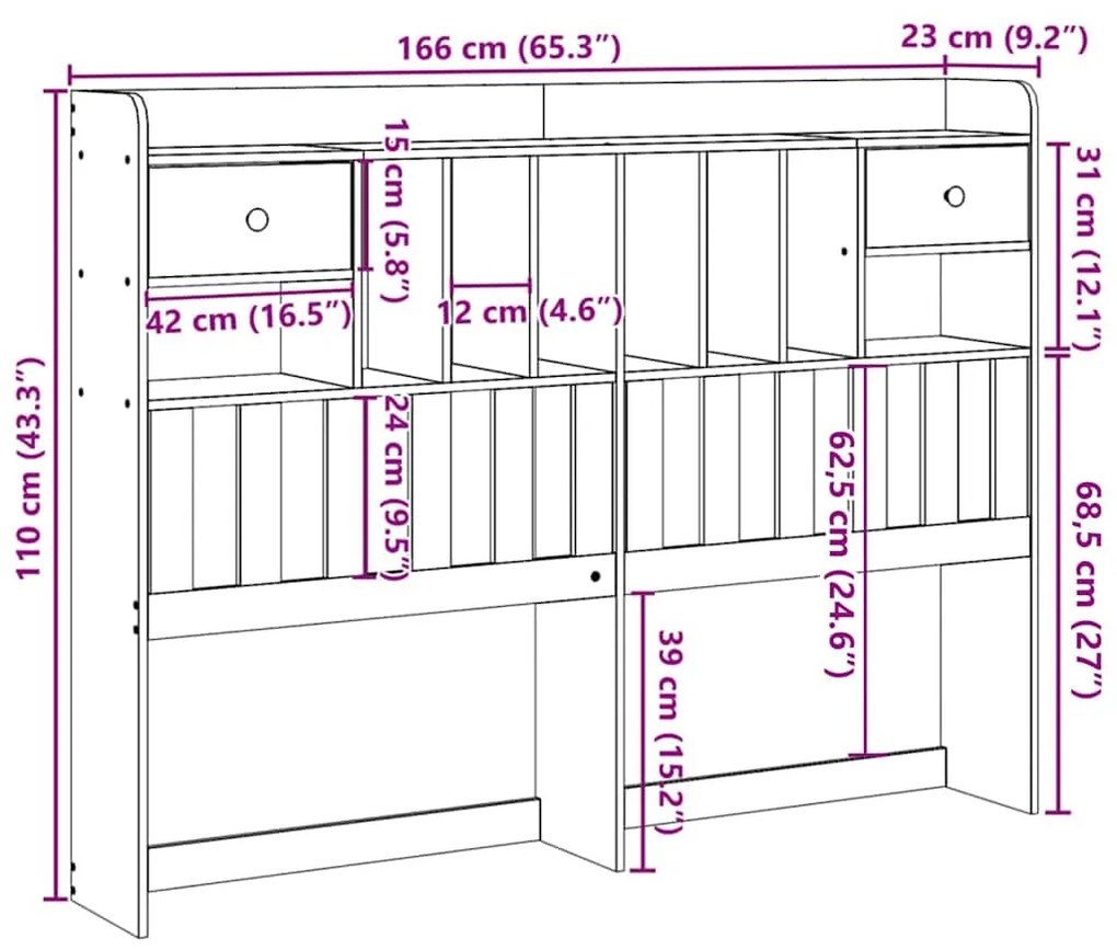 fehér tömör fenyőfa fejtámla tárolóval 180 cm