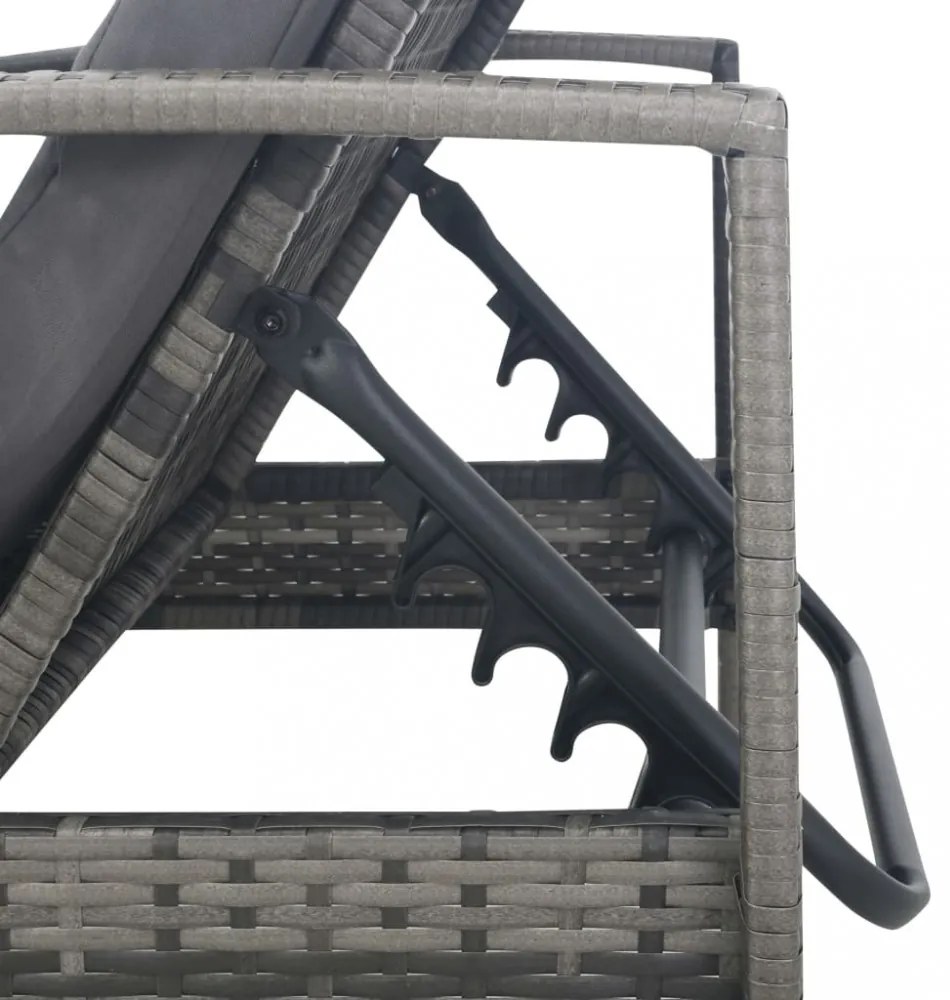 szürke polyrattan karfás napozóágy