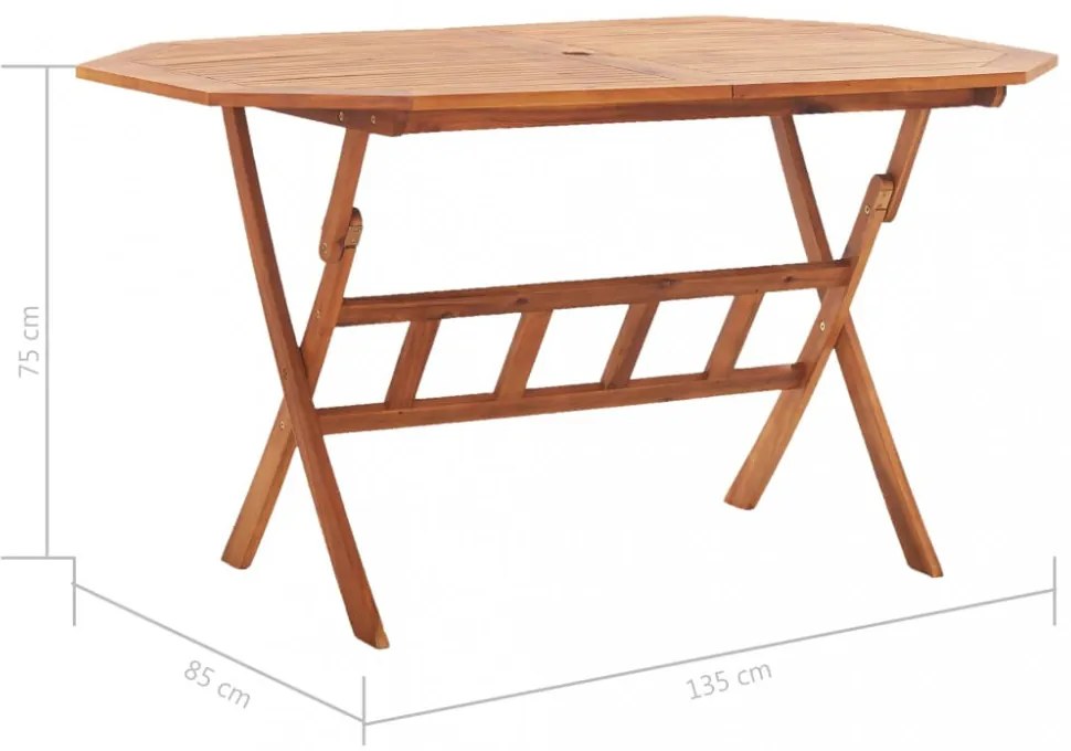 tömör akácfa összecsukható kerti asztal 135 x 85 x 75 cm