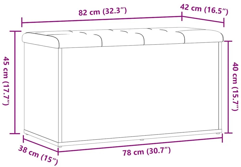 kézműves tölgy szerelt fa tárolópad 82x42x45 cm
