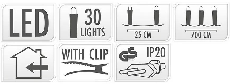 Candle Lights karácsonyi LED fényfüzér, 30 LED