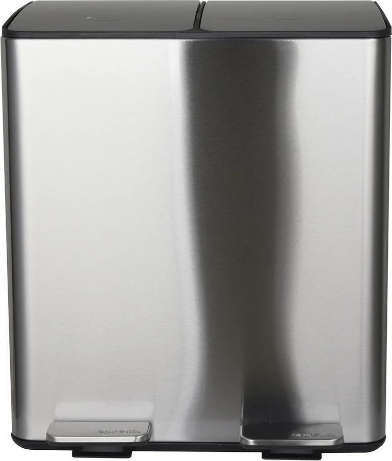 Matt ezüstszínű acél szelektív pedálos szemetes 2x20 l Aliya – Spirella