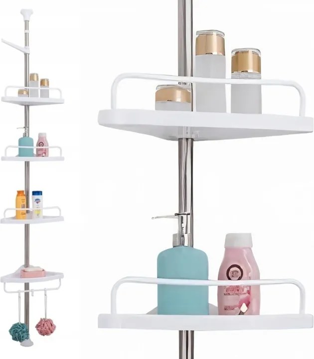 Fürdőszobai Sarokpolc Zuhanyhoz Teleszkópos Állítható Polc 305 CM