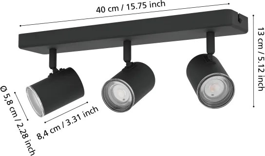 Eglo 901966 - Fürdőszobai spotlámpa CONSUMA 3xGU10/5W/230V IP44 fekete