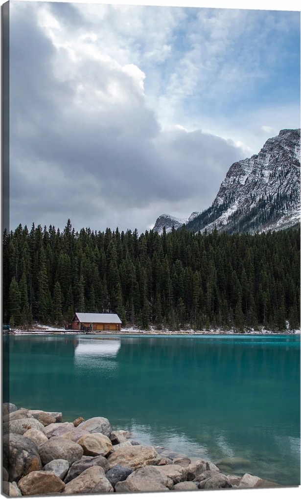 Vászonkép Természet Kunyhó a tóparton 60x100