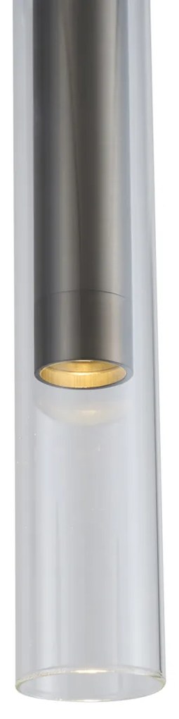 Modern fegyverszürke spotlámpa átlátszó üveggel 1 fázisú sínrendszerhez - Slimline Loyce