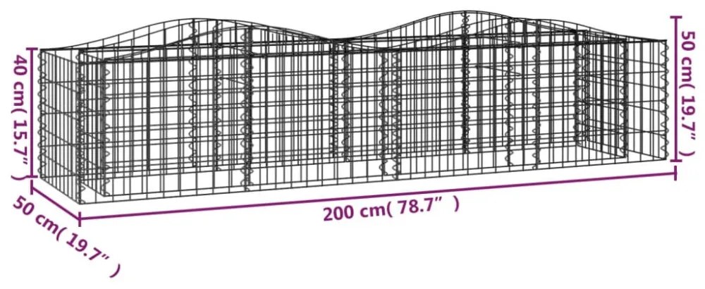 íves horganyzott vas gabion magaságyás 200x50x50 cm
