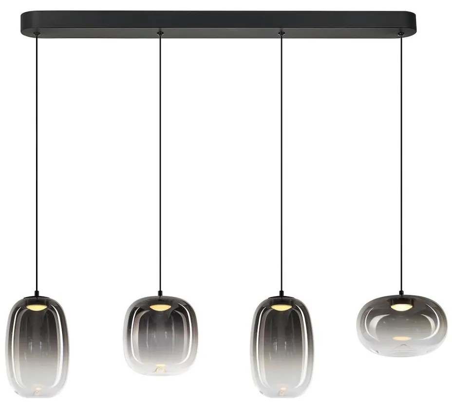 LED Csillár zsinóron VASO LED/15W/230V fekete/füstös