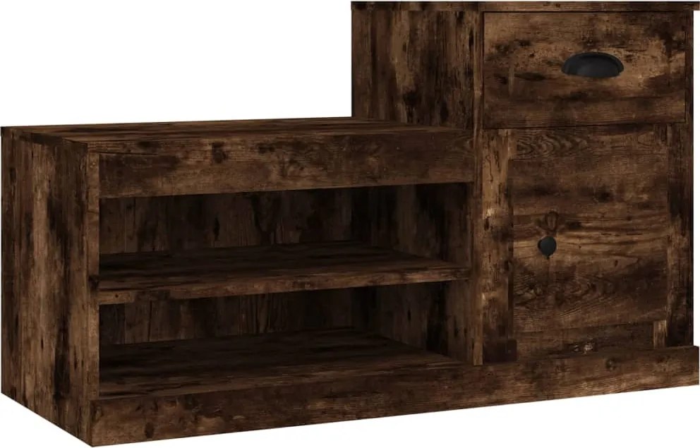 vidaXL füstös tölgy színű szerelt fa cipősszekrény 100x42x60 cm