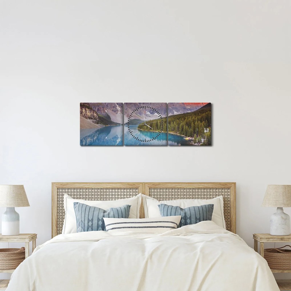 Kép - kanadai hegyi táj (órával) (90x30 cm)