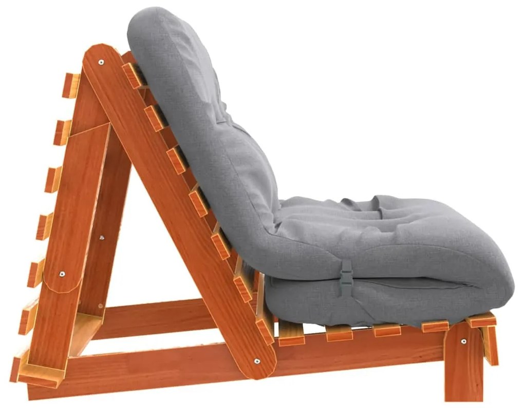 viaszbarna tömör fenyőfa futon kanapéágy matraccal 80x206x11 cm