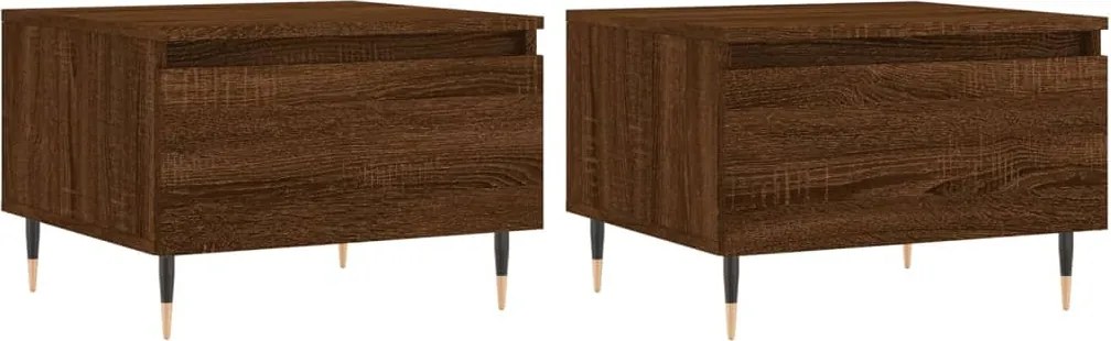 vidaXL 2 db barna tölgyszínű szerelt fa dohányzóasztal 50 x 46 x 35 cm