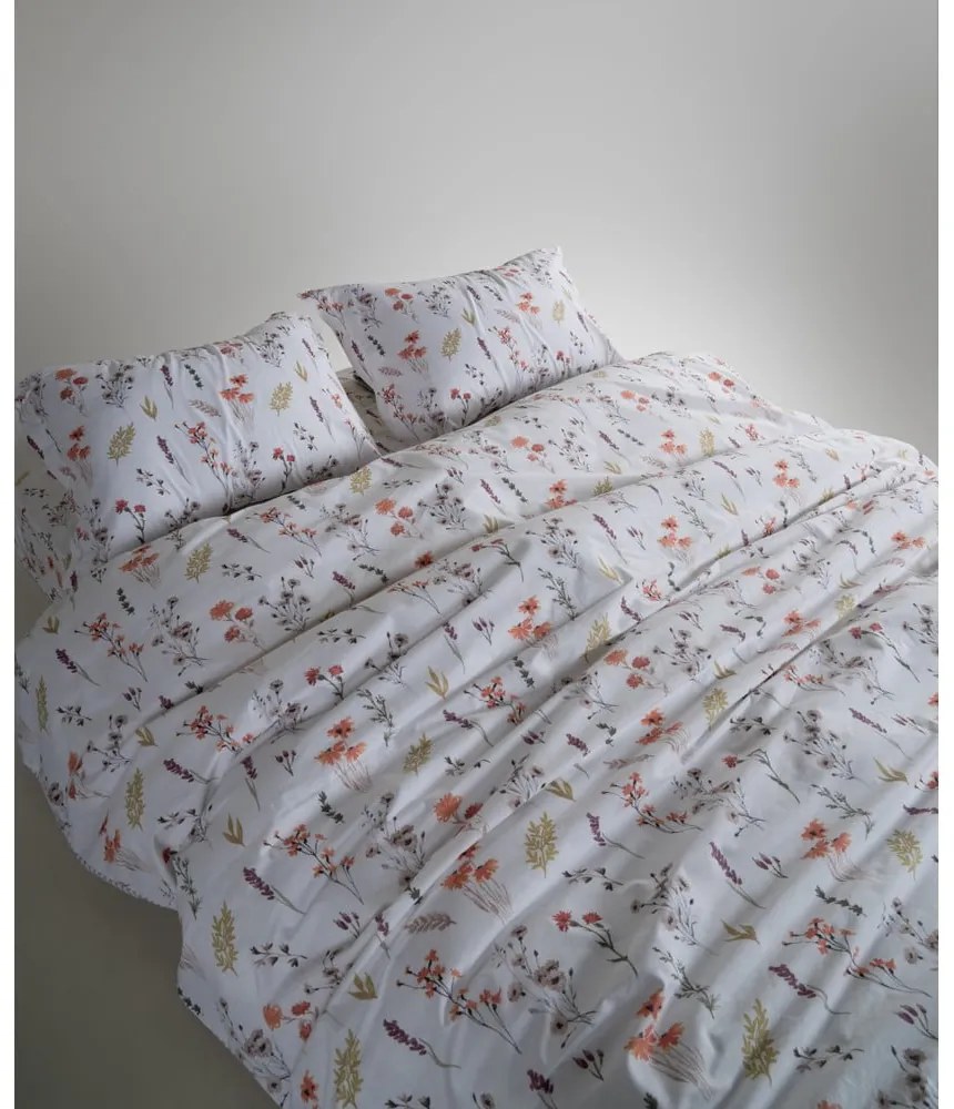 Fehér kétszemélyes-hosszabbított renforcé pamut ágyneműhuzat 240x220 cm Floral Dance Autumn – Mila Home Luxury