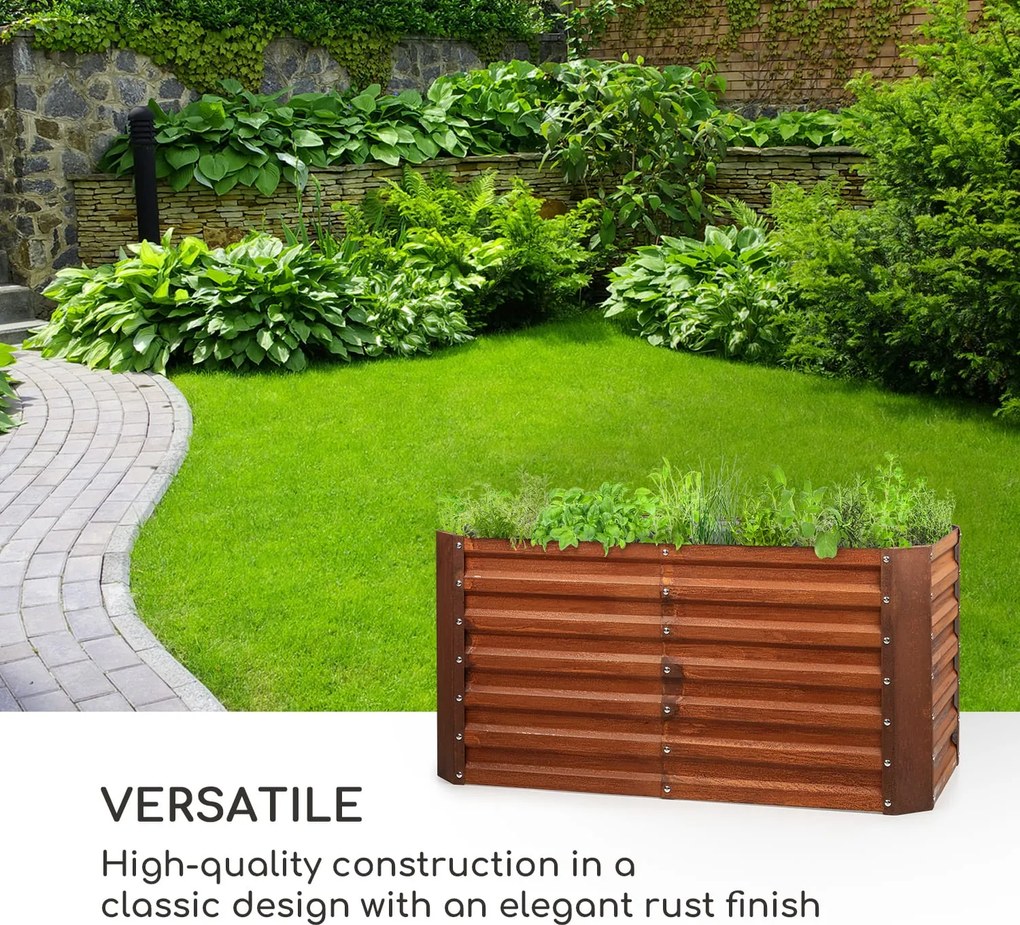 Blumfeldt Rust Grow, magaságyás, kerti ágyás, horganyzott acéllemez, rozsdás kivitel