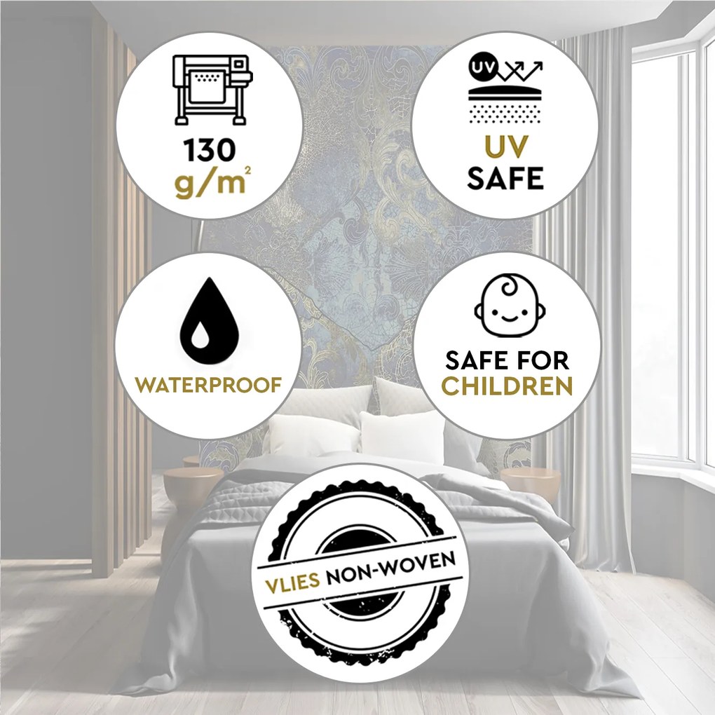 Gario Fotótapéta Kék vintage díszek Anyag: Vlies, Méret: 300 x 210 cm