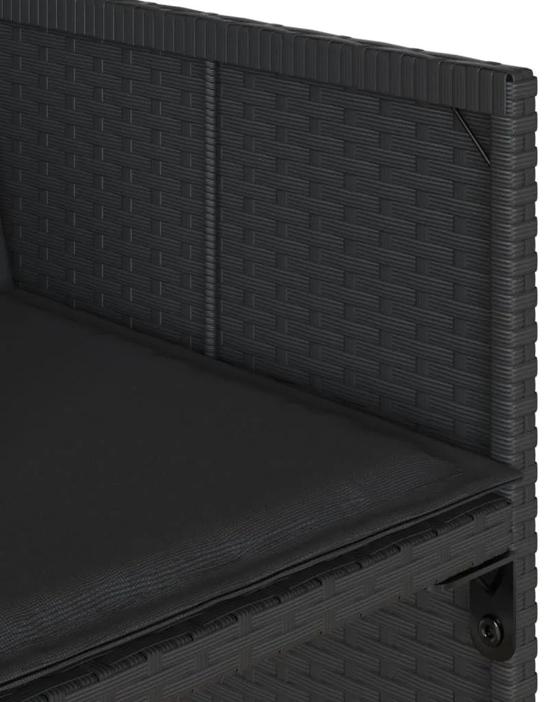 11 részes fekete polyrattan kerti étkezőgarnitúra párnákkal
