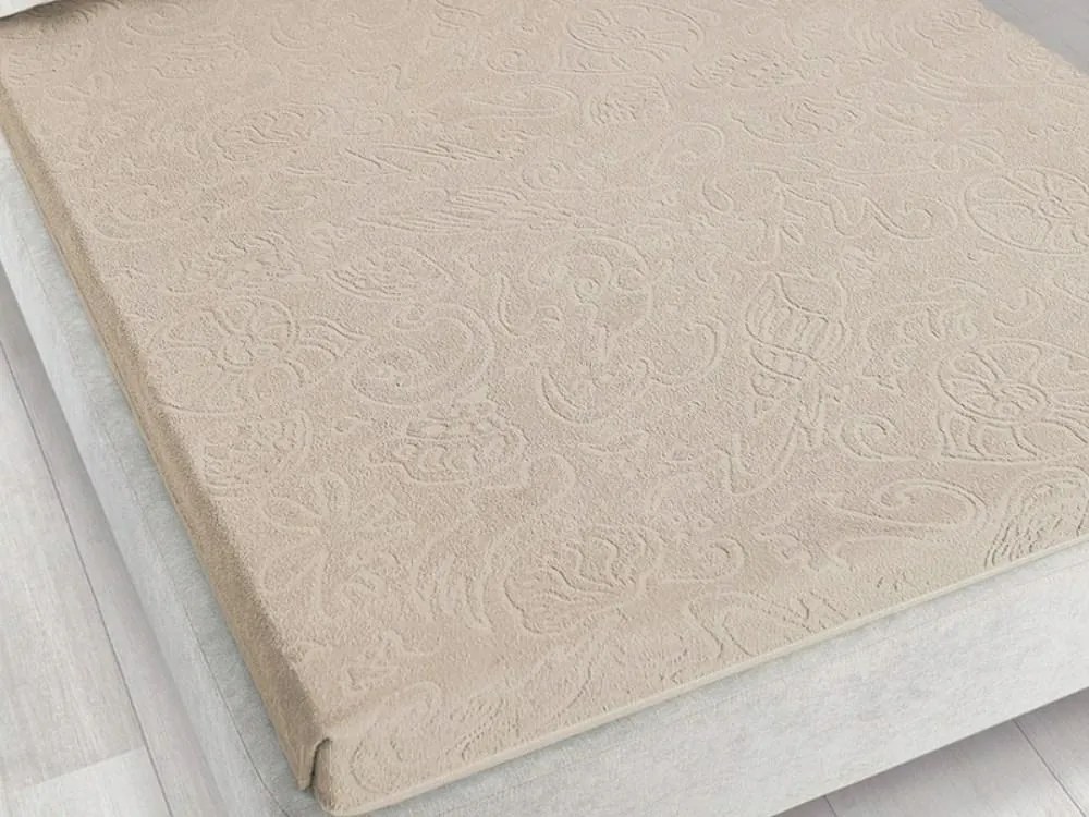 Frottír lepedő gumi nélküli175x220 Tulipán Szépia bézs 5908 jacquard