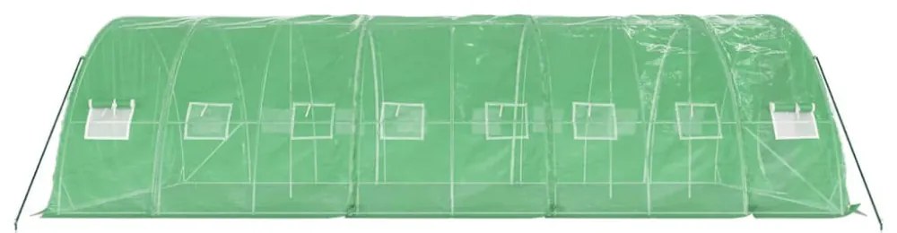 zöld acélvázas melegház 40 m² 8 x 5 x 2,3 m