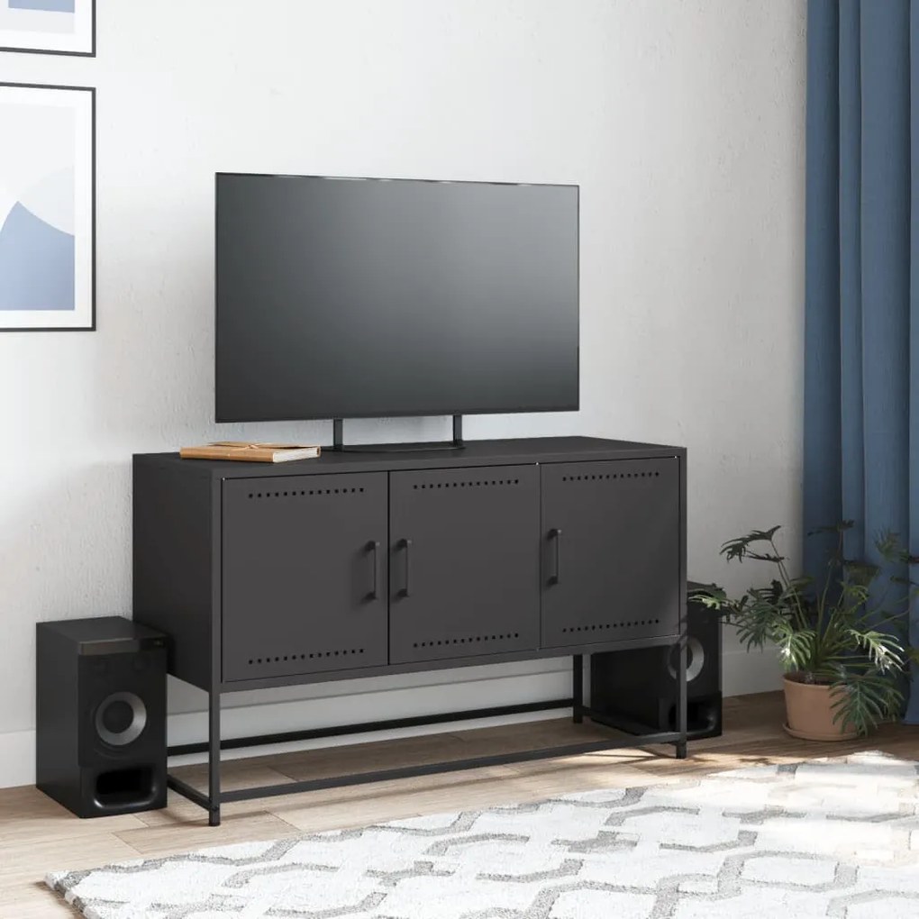 fekete acél TV-szekrény 100,5x39x60,5 cm