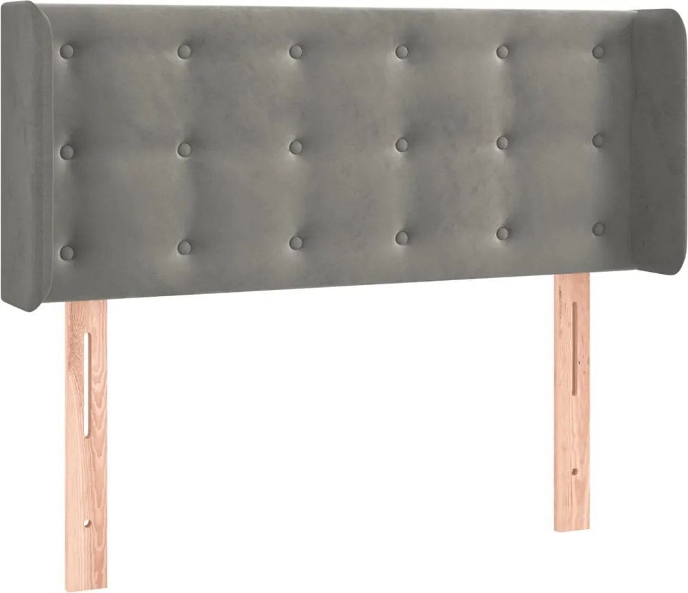 vidaXL világosszürke bársony fejtámla szárnyakkal 83x16x78/88 cm
