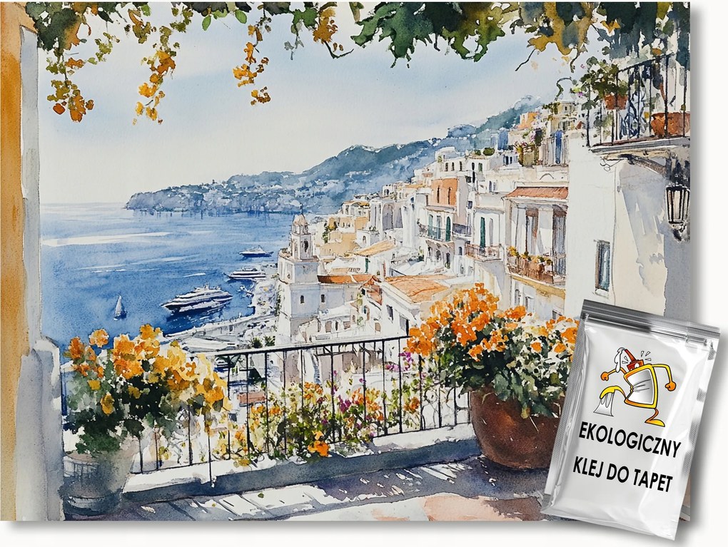 Fotótapéta Flizelina Terasz Erkély Kilátás Tenger Város Nyár 104x70,5 ragasztó