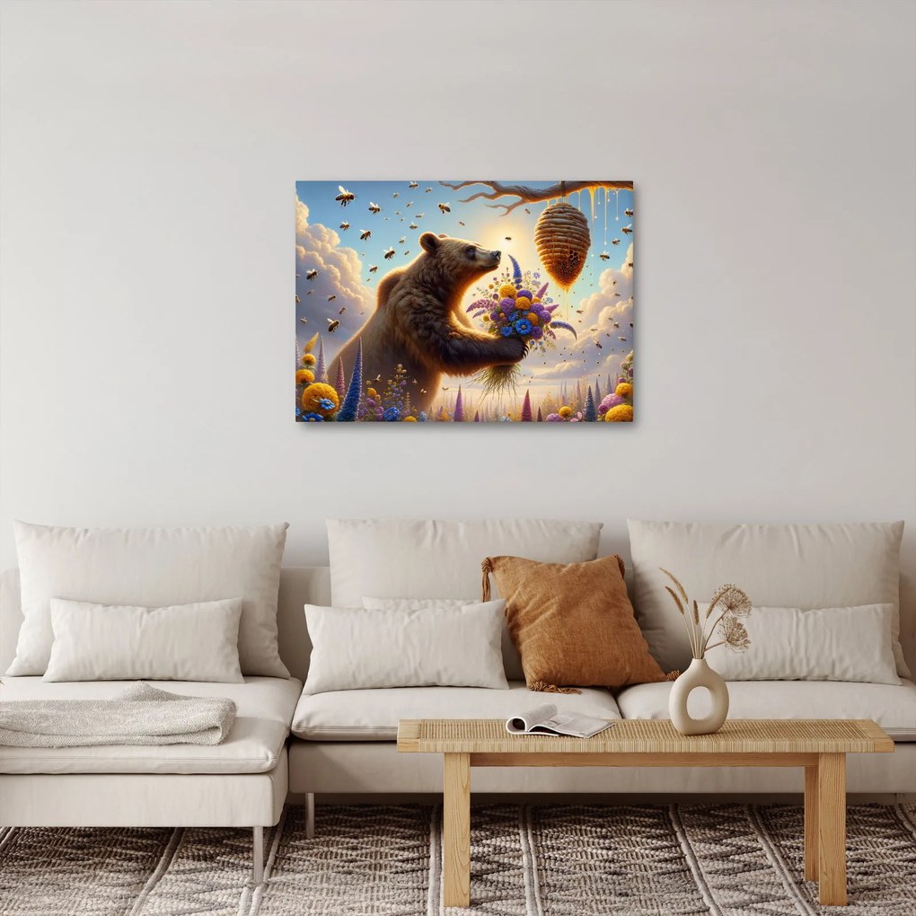 Kép - Medve és méhek (70x50 cm)