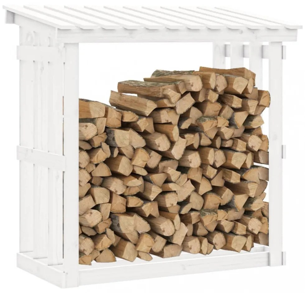 vidaXL fehér tömör fenyőfa tűzifatartó állvány 108x64,5x109 cm