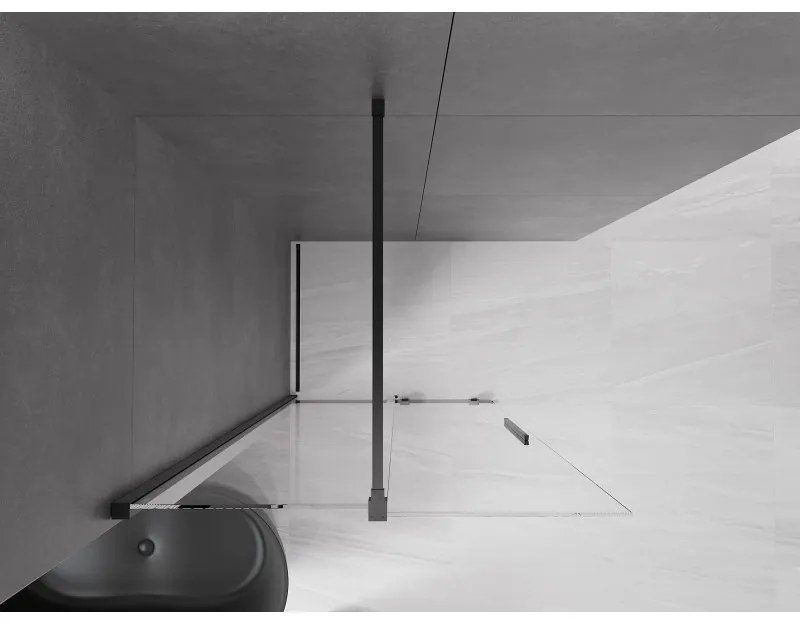 Mexen Velar, nyílásba tolóajtó Walk-In típusú 85 cm, 8 mm átlátszó üveg, fekete matt, 871-085-000-03-70