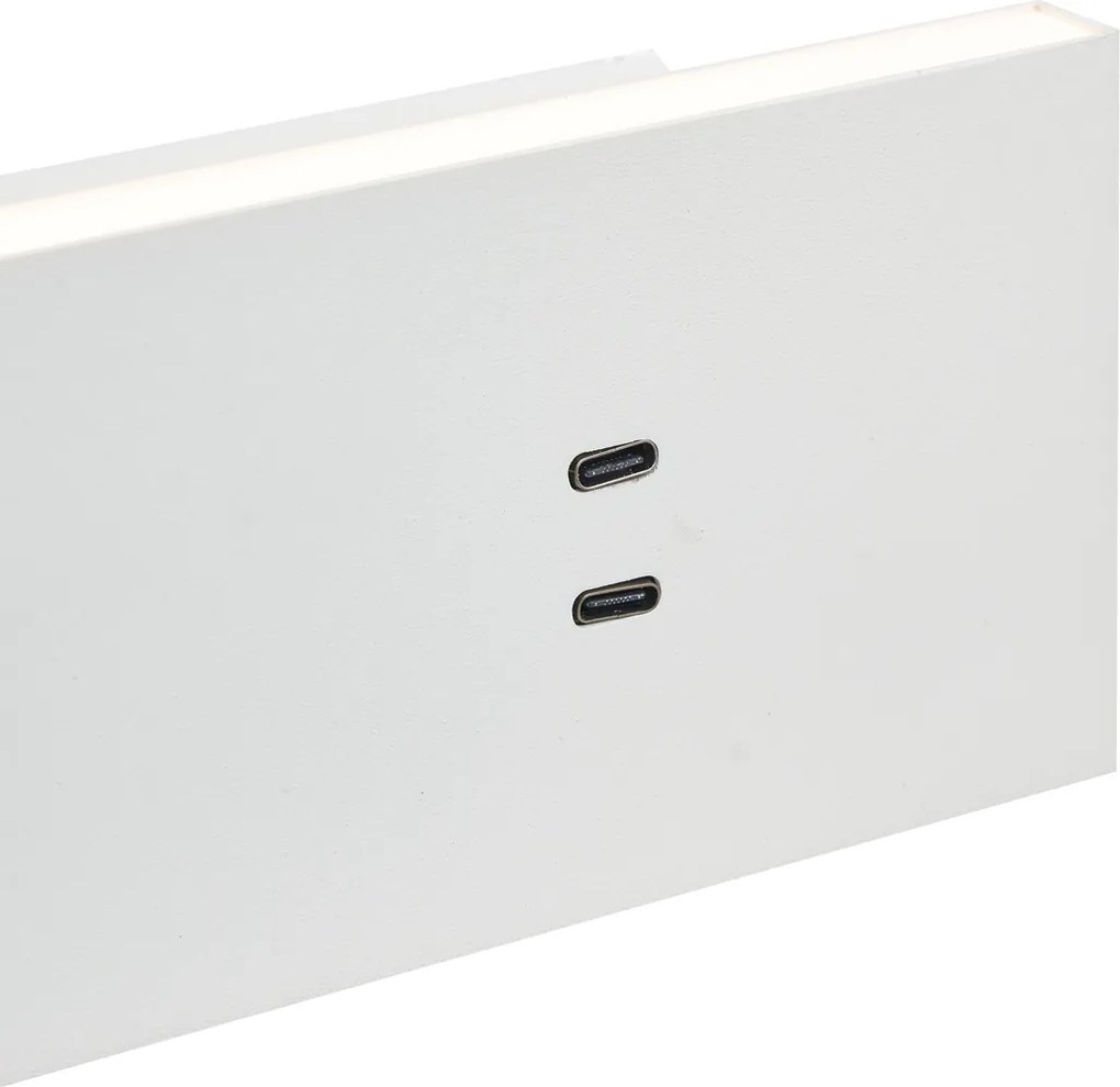 Modern, fehér, állítható fali lámpa USB-C csatlakozóval, LED-del - Modric