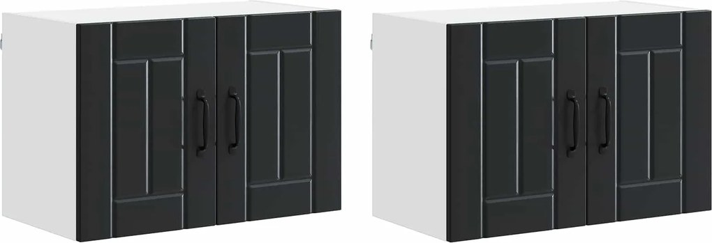 vidaXL Konyhaszekrény 2 pcs Fekete 60 x 31 x 40 cm Faanyag