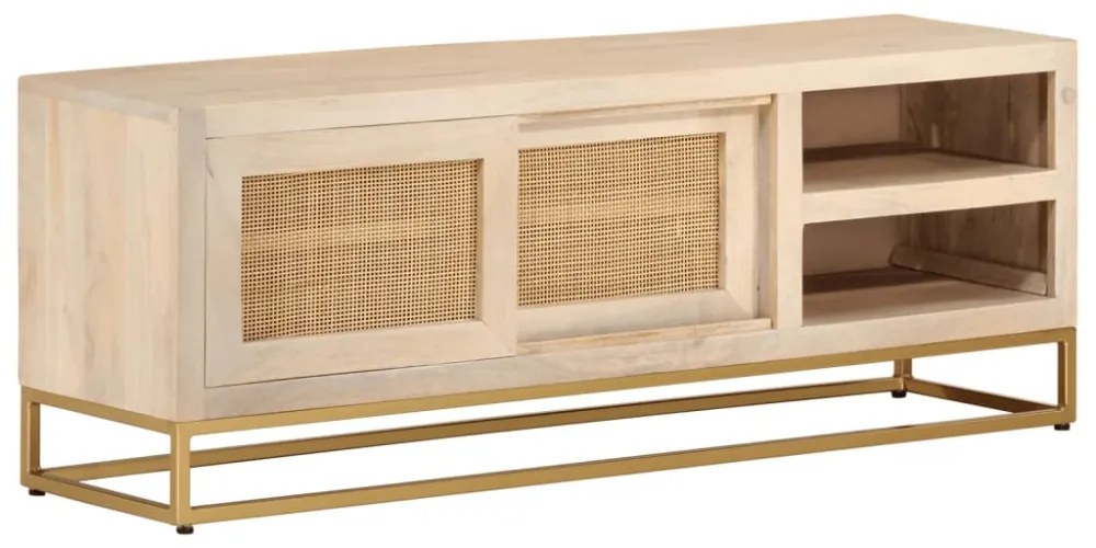 tömör mangófa és vas TV-szekrény 110 x 30 x 40 cm
