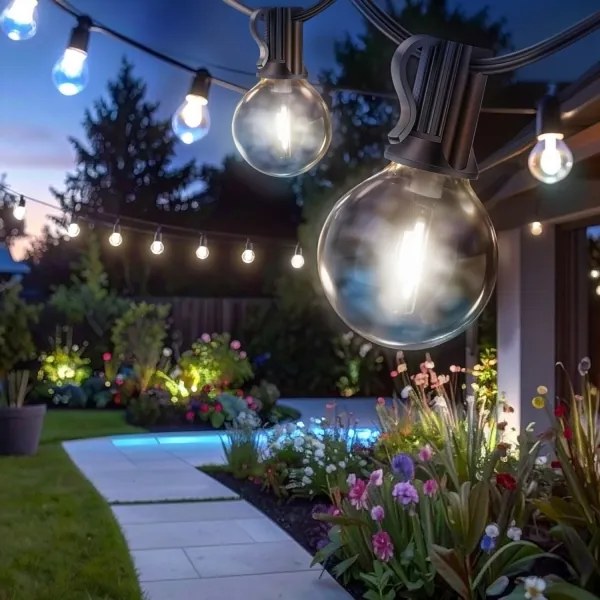 Brilagi - LED-es kültéri dekorációs fényfüzér GIRLANDA 25xE12 20m fekete IP44 meleg fehér + távirányító