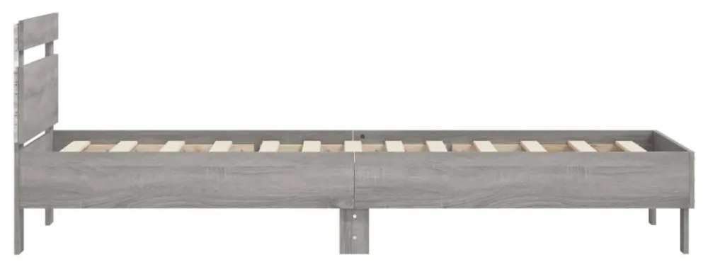 szürke sonoma színű ágykeret fejtámlával és LED-ekkel 90x190 cm