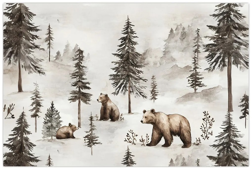 Kép - Erdő medvékkel (90x60 cm)