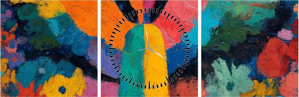 Kép - Absztrakt angyal virágokkal (órával) (90x30 cm)