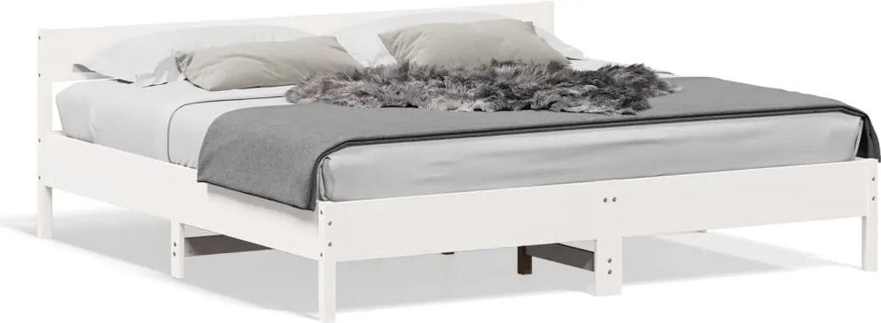 vidaXL fehér tömör fenyőfa ágy matrac nélkül 200 x 200 cm