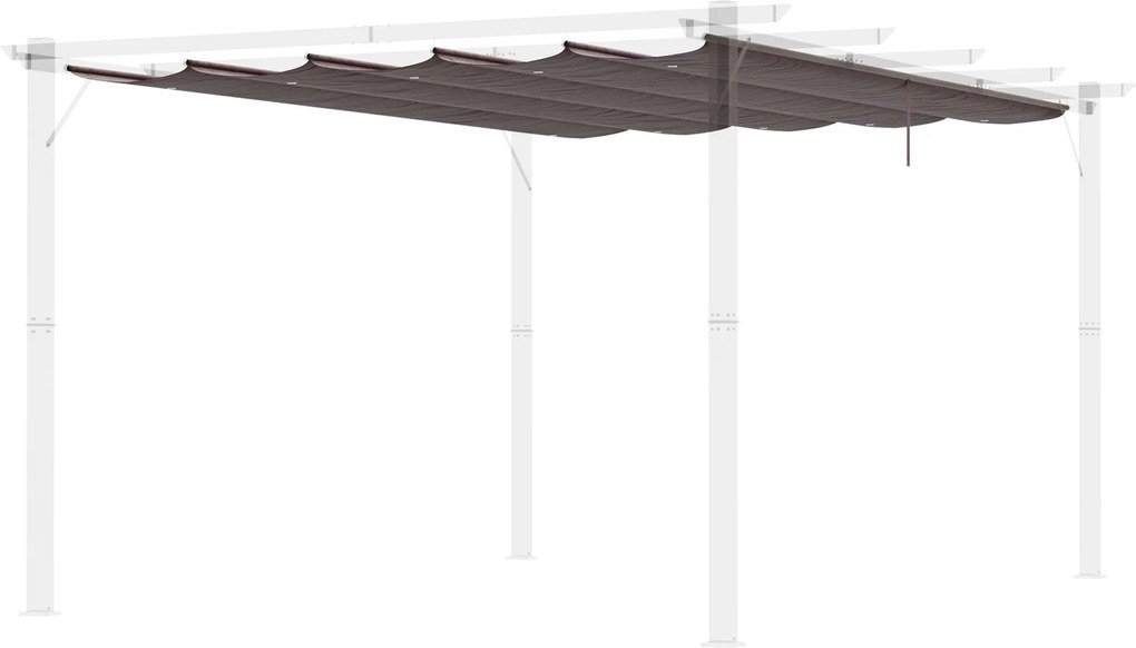 Outsunny Pergola Tető 3.5x2.6 m Húzható Csere Napernyő 10 Leeresztő Lyukkal Barna | Aosom