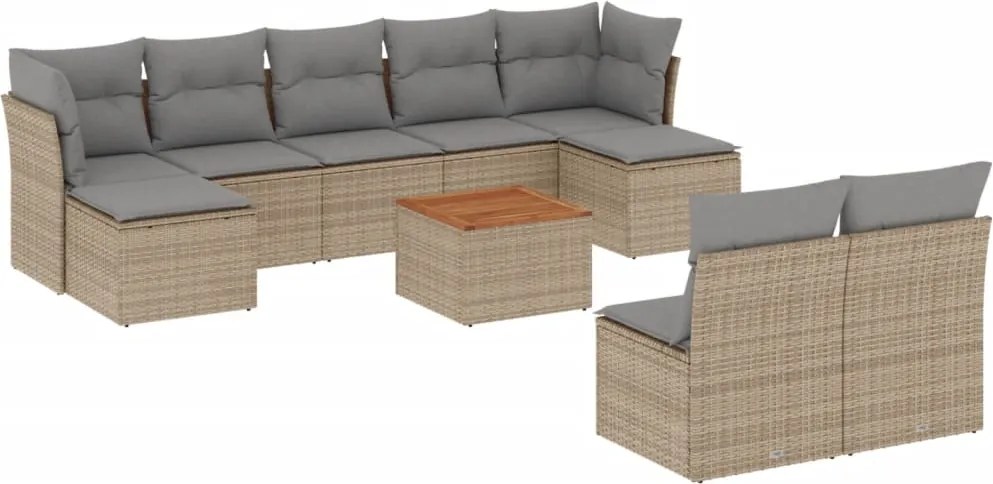 vidaXL 10 részes vegyes bézs polyrattan kerti ülőgarnitúra párnákkal