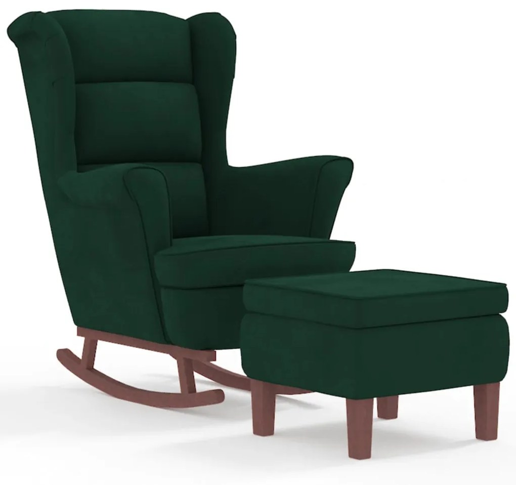 Sötétzöld Bársony és Tömörfa Hintaszék