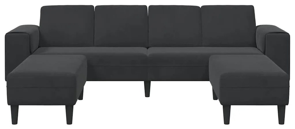 Kanapé Szett 3 pcs Fekete Bársony