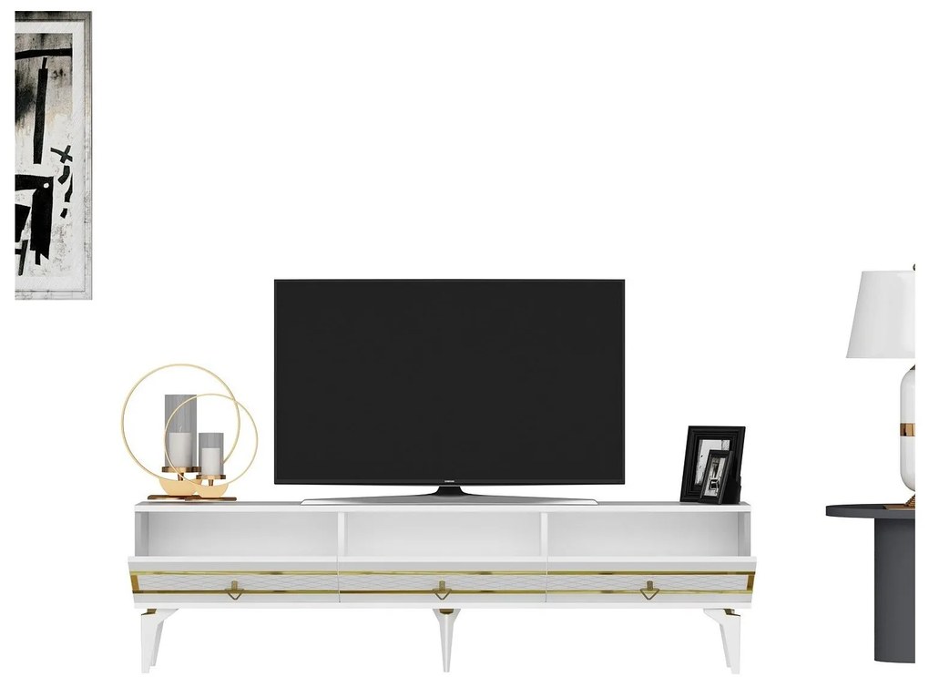 TV asztal/szekrény Vadiki 2 (fehér + arany) . 1095403