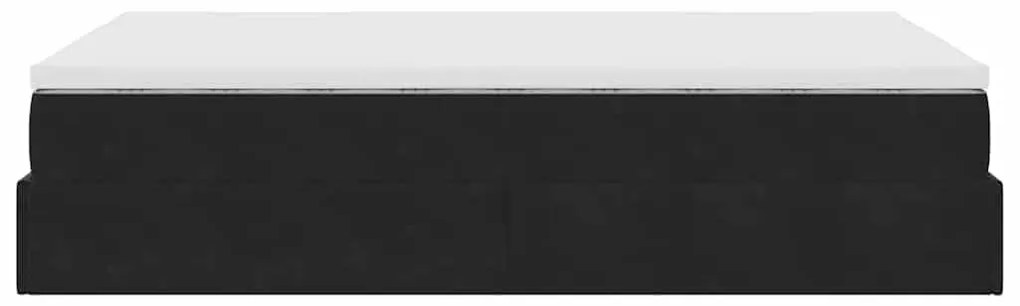 fekete bársony ottomán ágy matraccal 120x190 cm