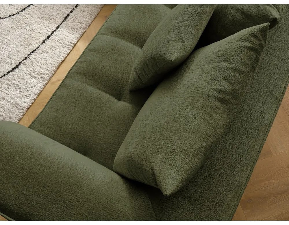 Zöld zsenília sarokkanapé (jobb oldali-L alakú) Whesley – Bobochic Paris