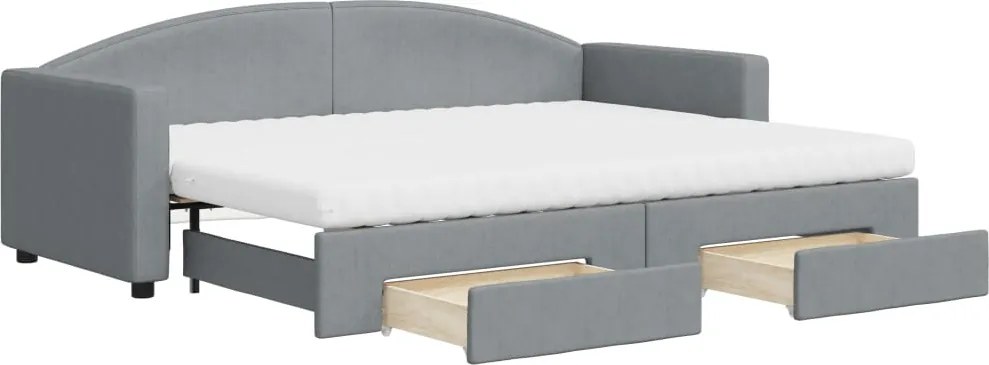 vidaXL világosszürke kihúzható szövet heverő fiókokkal 80 x 200 cm